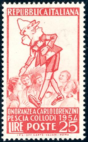 1954 - 25 lire Pinocchio, fondo ... 