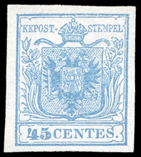 1850 - 45 cent. celeste, I tipo, ... 