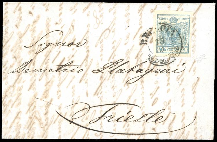 1854 - 45 cent. azzurro ardesia, ... 