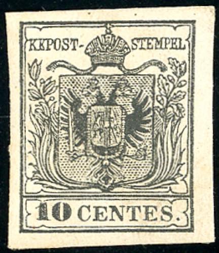 1857 - 10 cent. nero, carta a ... 