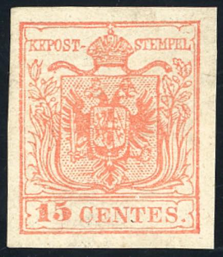 1854 - 15 cent. rosso vermiglio, ... 