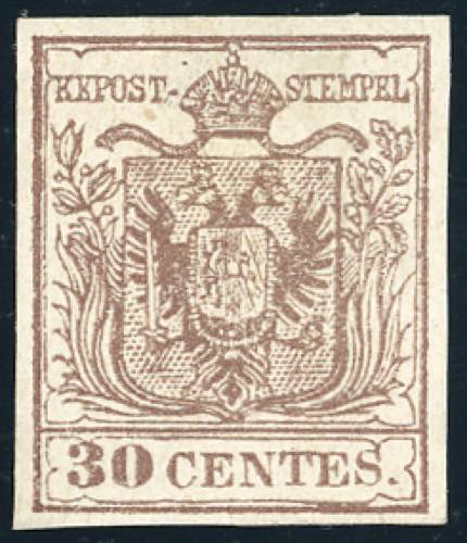 1855 - 30 cent. bruno grigiastro, ... 