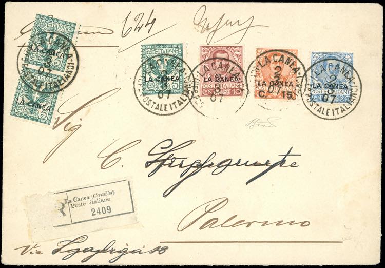 LA CANEA 1907 - 5 cent., tre ... 