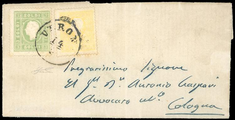 1863 - 2 soldi giallo, II tipo, 3 ... 