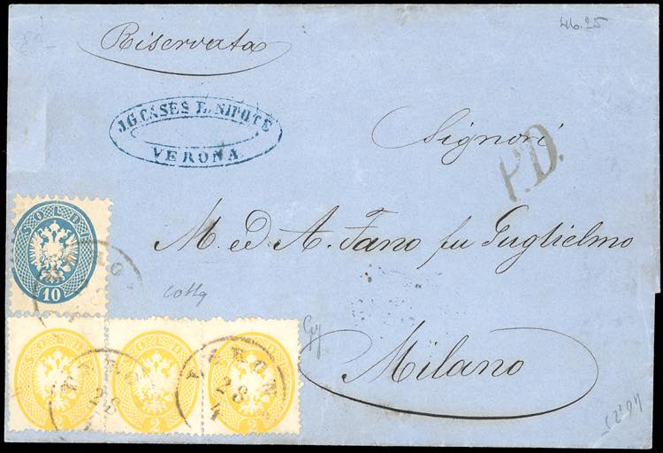 1865 - 2 soldi giallo, dent. 14, ... 