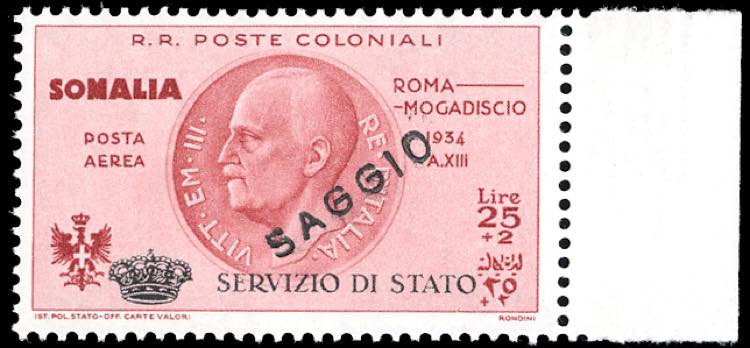 SERVIZIO AEREO 1934  -25 + 5 lire ... 