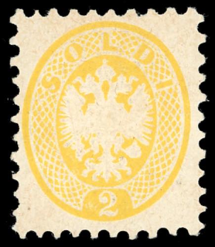 1865 - 2 soldi giallo, dent. 9 1/2 ... 