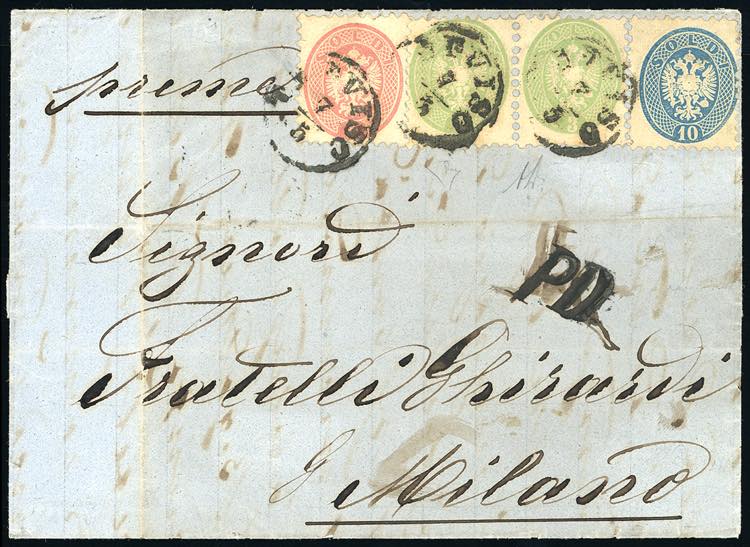 1866 - 3 soldi verde, coppia, 5 ... 