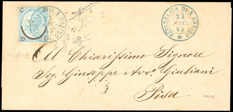 1865 - 20 cent. su 15 cent. Ferro ... 