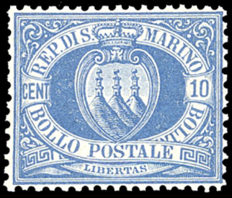 1877 - 10 cent. oltremare Stemma ... 