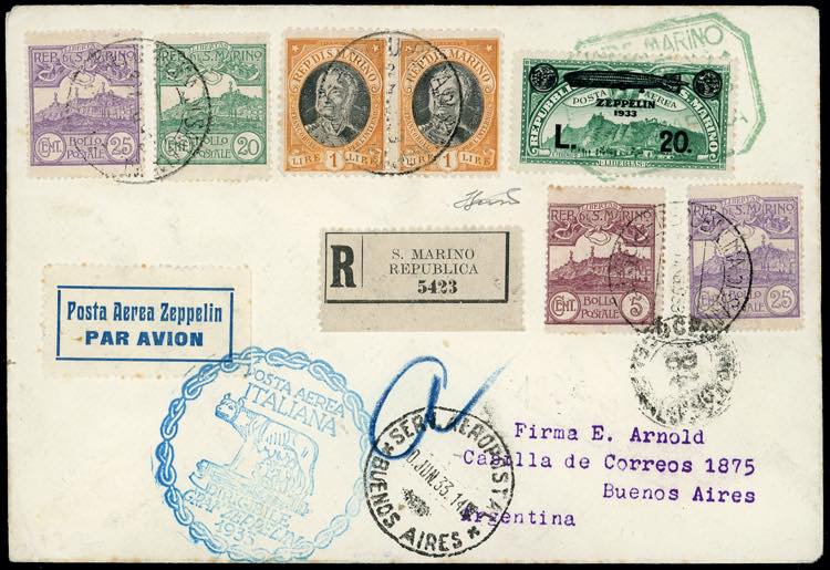 1933 - 20 lire su 3 lire Zeppelin, ... 