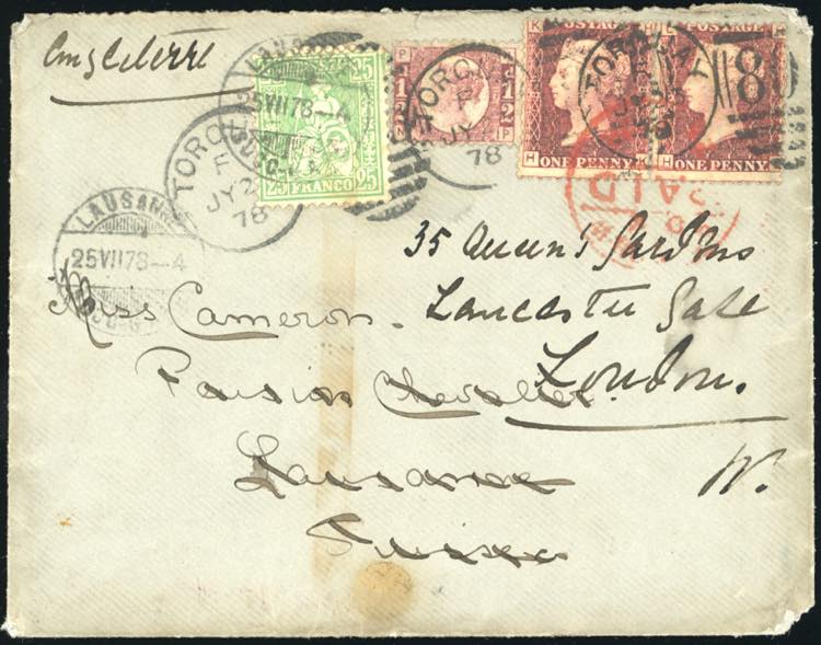 1878 - GREAT BRITAIN/SWISS/GREAT ... 