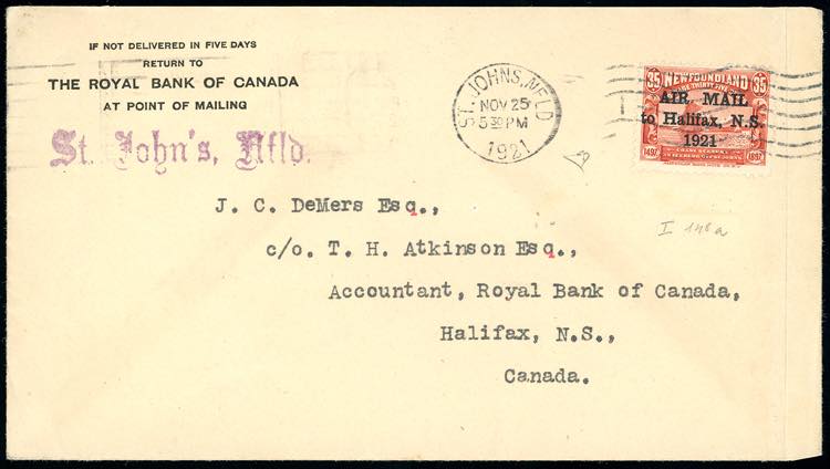 TERRANOVA NEWFOUNDLAND POSTA AEREA ... 