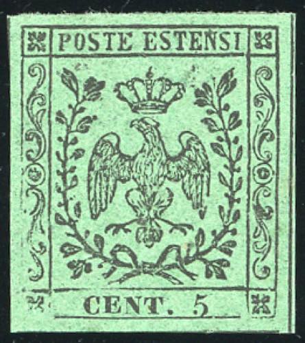 1852 - 5 cent. verde, senza punto ... 
