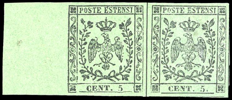 1852 - 5 cent. verde oliva, punto ... 