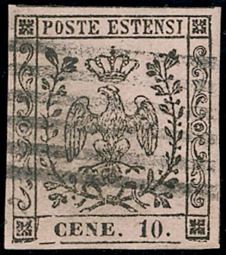 1854 - 10 cent. rosa, punto dopo ... 