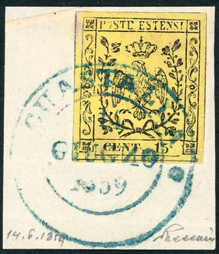 1859 - 15 cent. giallo (3), ... 