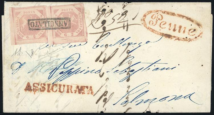 1858 - 2 grana rosa lillaceo, II ... 