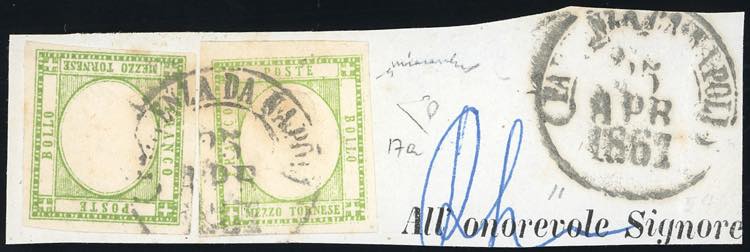 1861 - 1/2 tornese verde giallo ... 