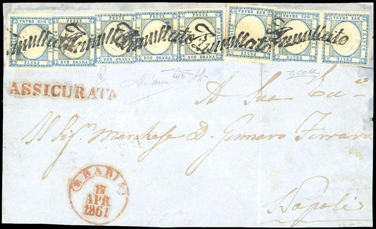 1861 - 2 grana azzurro (20b), sei ... 
