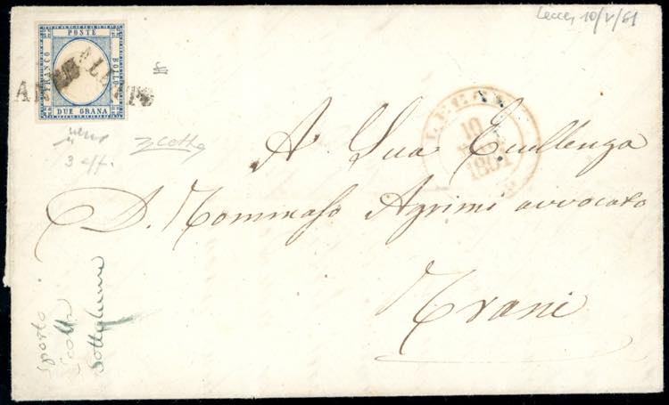 1861 - 2 grana azzurro chiaro, ... 