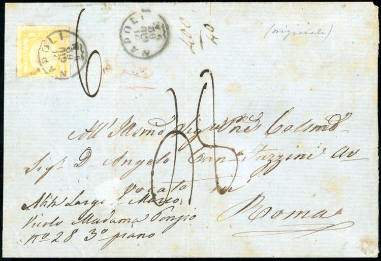 1862 - 20 grana giallo (23), corto ... 