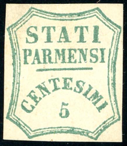 1859 - 5 cent. verde azzurro, I ... 