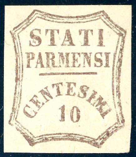 1859 - 10 cent. bruno (14), gomma ... 