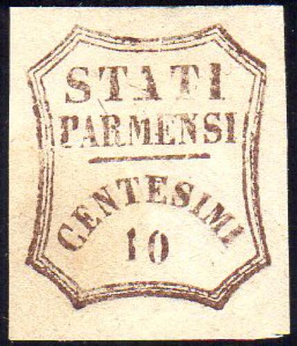 1859 - 10 cent. bruno (14), gomma ... 
