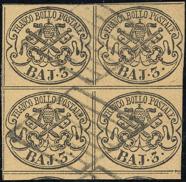 1852 - 3 baj camoscio (4c), blocco ... 