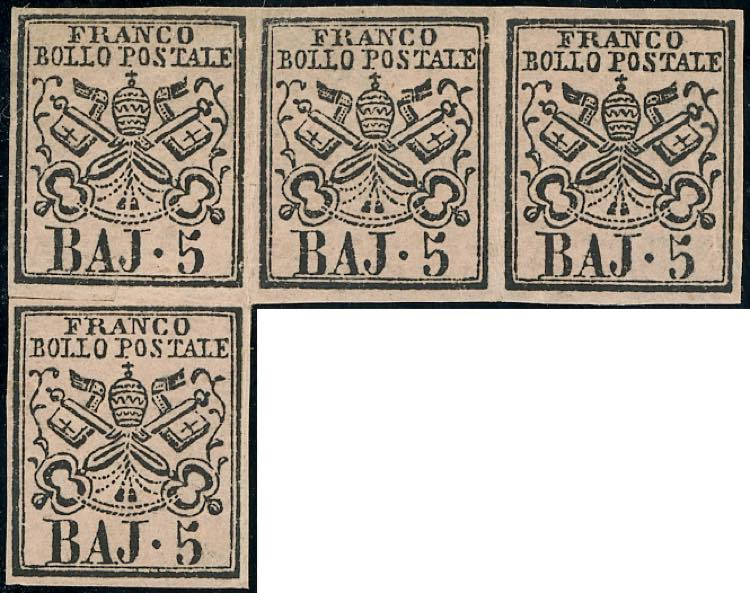 1852 - 5 baj rosa chiaro (6), ... 