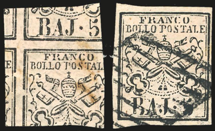 1852 - 5 baj rosa chiaro, stampa ... 