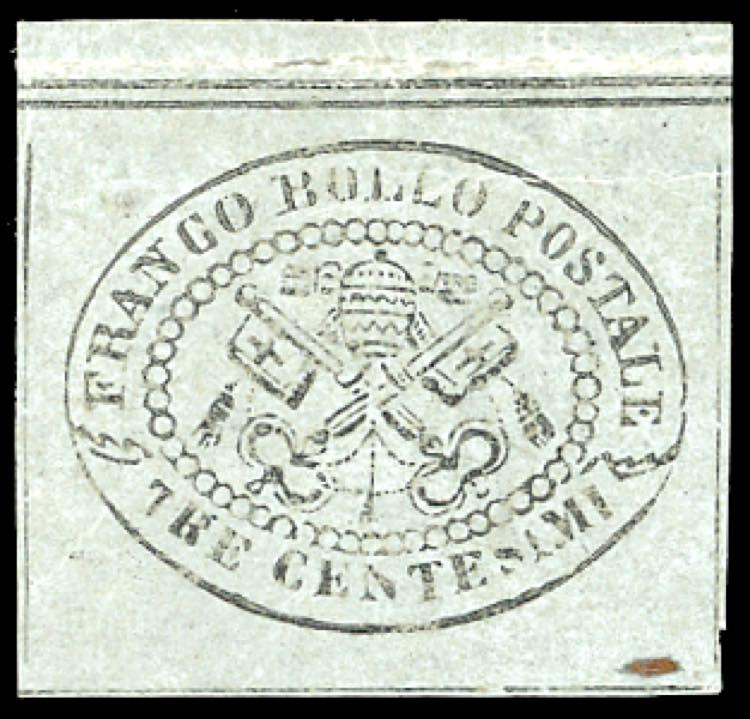 1867 - 3 cent. grigio (15), bordo ... 