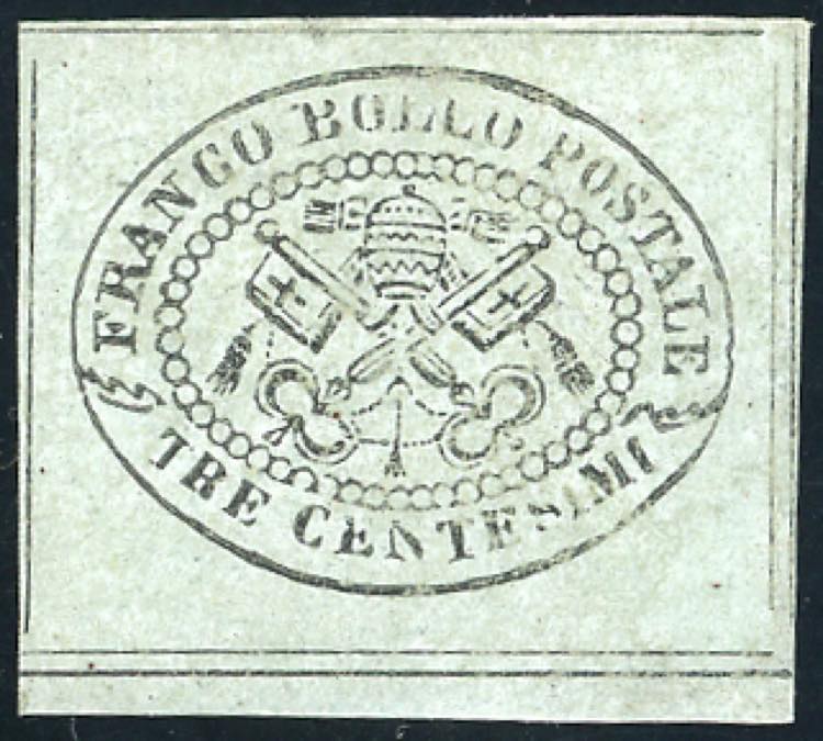 1867 - 3 cent. grigio (15), bordo ... 