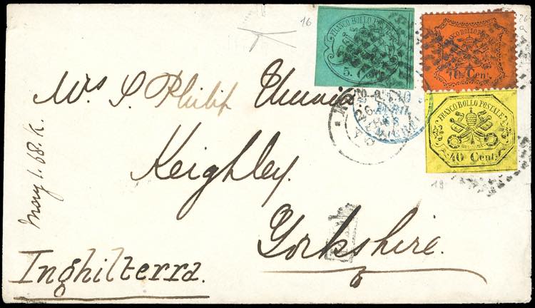 1868 - 5 cent. azzurro verdastro e ... 