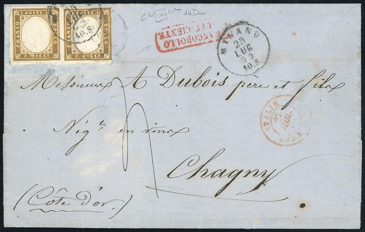 SARDEGNA-FRANCIA 1862 - 10 cent. ... 