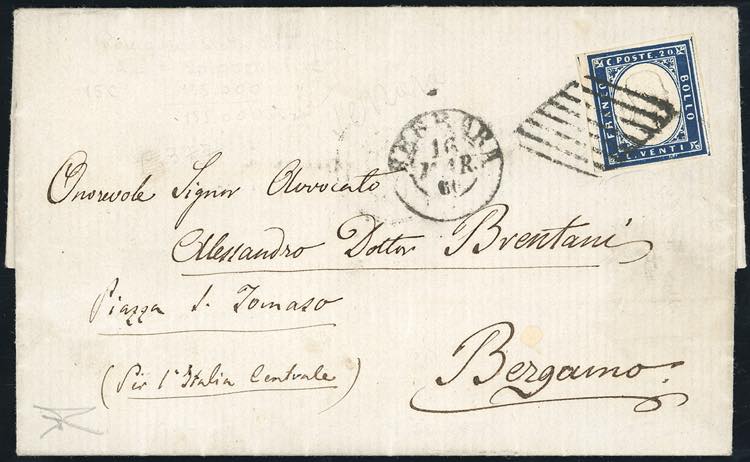 1860 - 20 cent. azzurro scuro IV ... 