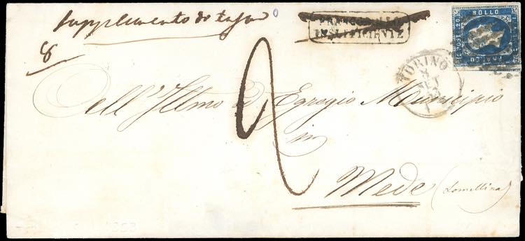 1853 - 20 cent. azzurro (2), ... 