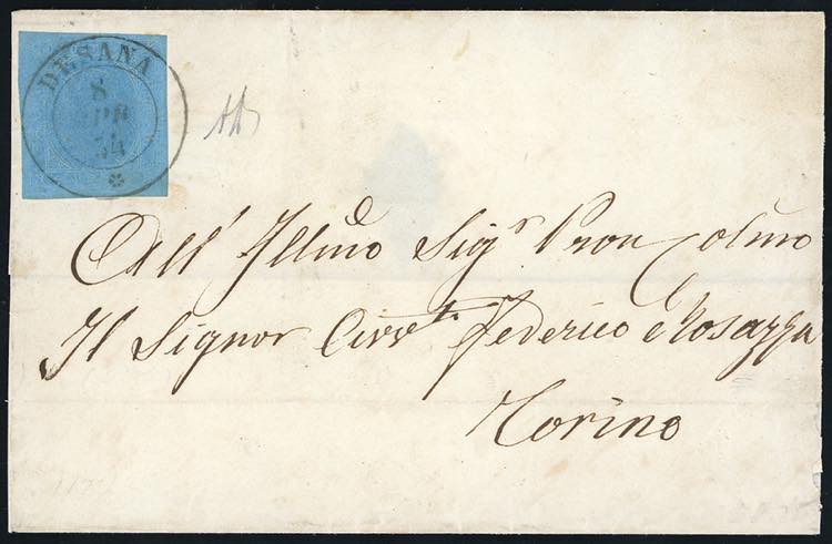 1854 - 20 cent. azzurro (5), ... 