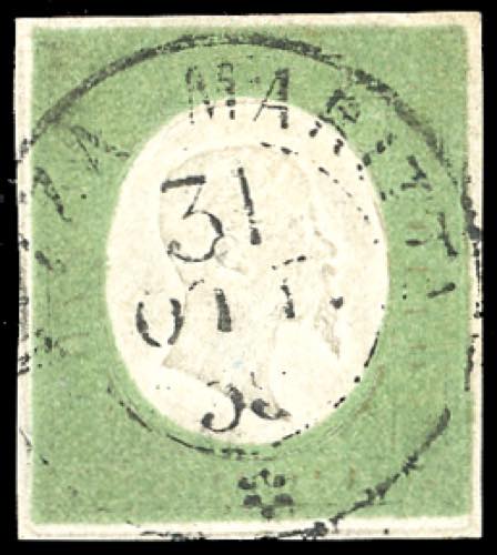 1854 - 5 cent. verde reseda (7b), ... 