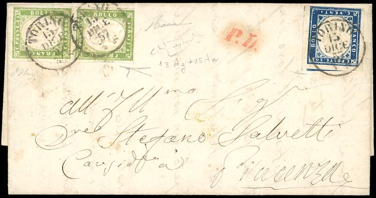 1857 - 5 cent. verde giallo ... 