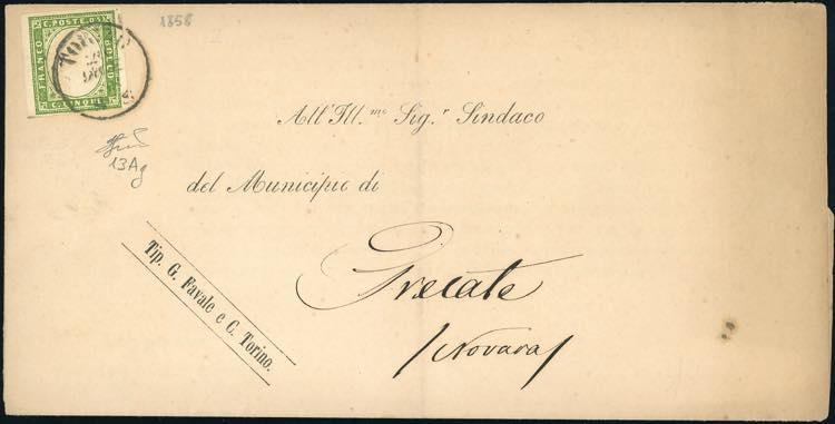 1858 - 5 cent. verde giallo ... 