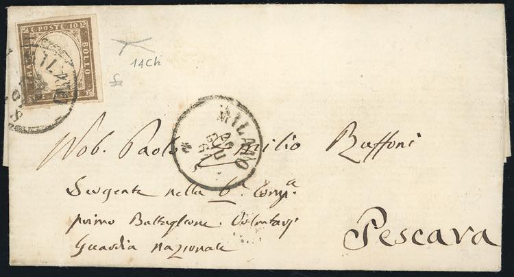 1861 - 10 cent. bruno tenue ... 