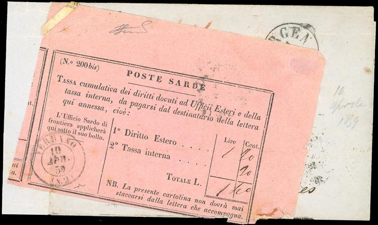 SARDEGNA-NORVEGIA 1859 - Lettera ... 