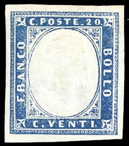 1861 - 20 cent. azzurro oltremare ... 