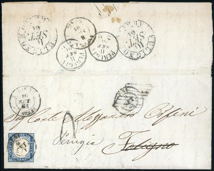 1861 - 20 cent. azzurro oltremare ... 