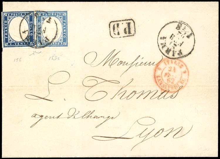1862 - 20 cent. azzurro oltremare, ... 