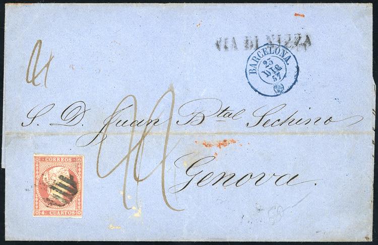 SARDEGNA-SPAGNA 1857 - 4 c. ... 