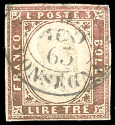 1861 - 3 lire rame vivo (18A), ... 