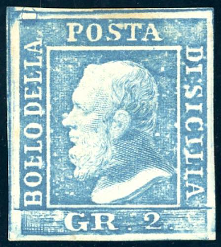 1859 - 2 grana azzurro, I tavola, ... 